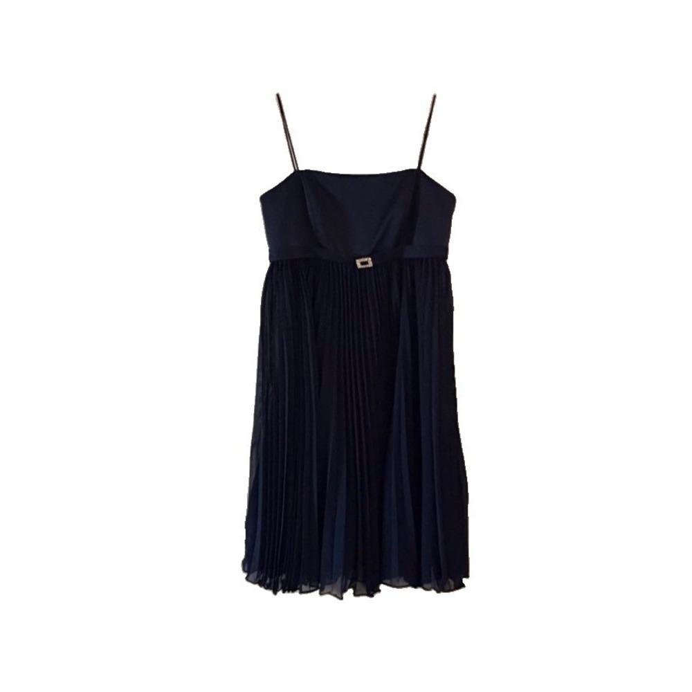 Alfred Angelo Navy Blue Empire Waist Pleated Formal Dress Rhinestone Buckle 12